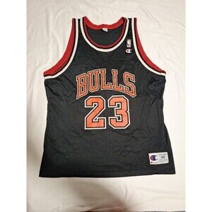Vintage 1990s Champion Chicago Bulls Jordan #23 Jersey NBA Mens Size 48/XL Black